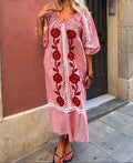 Vestido Abelone - Flor roja